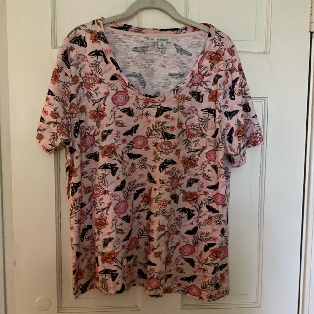 Butterfly Floral Pink Women's Top